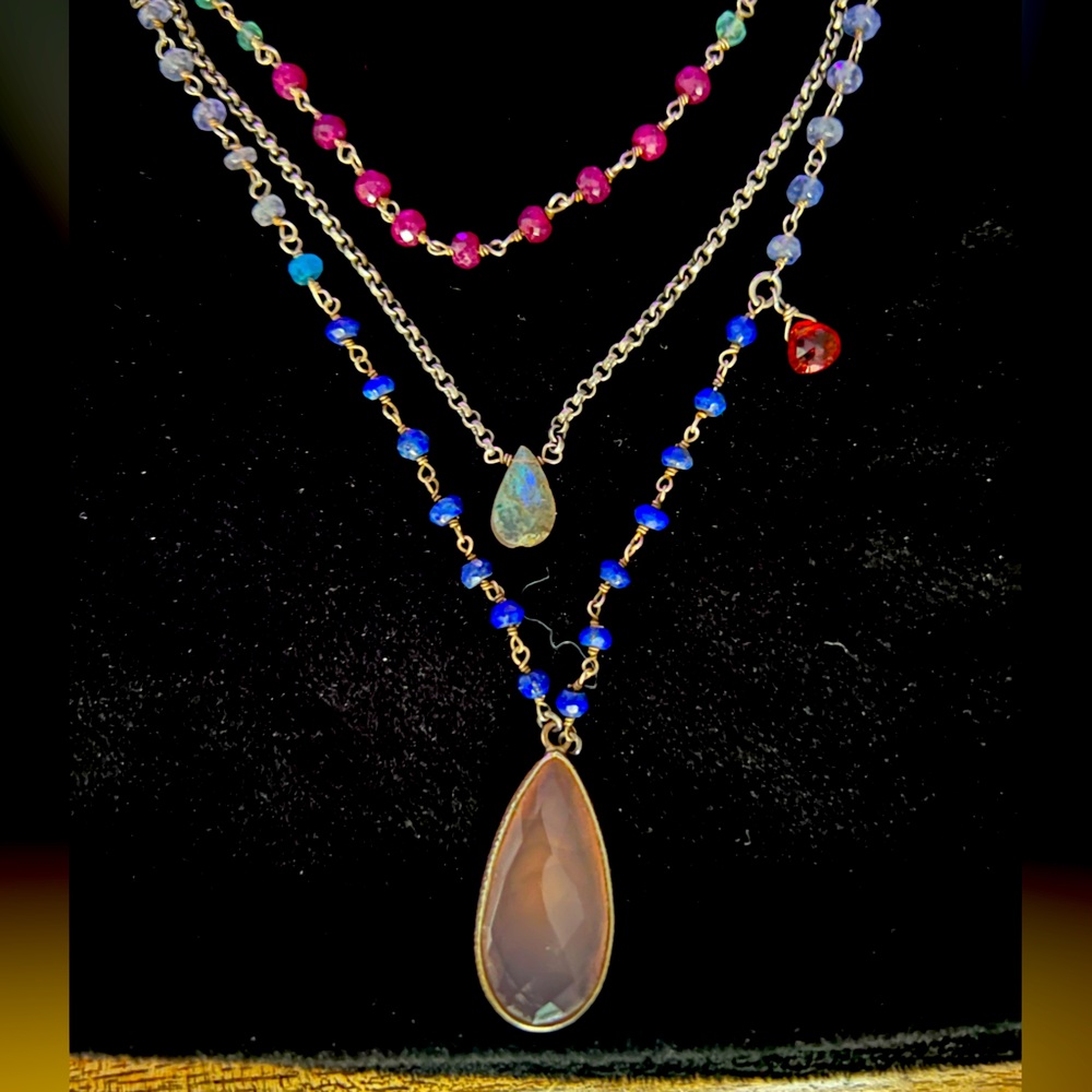 Sundance multi-color 3 tiered necklace